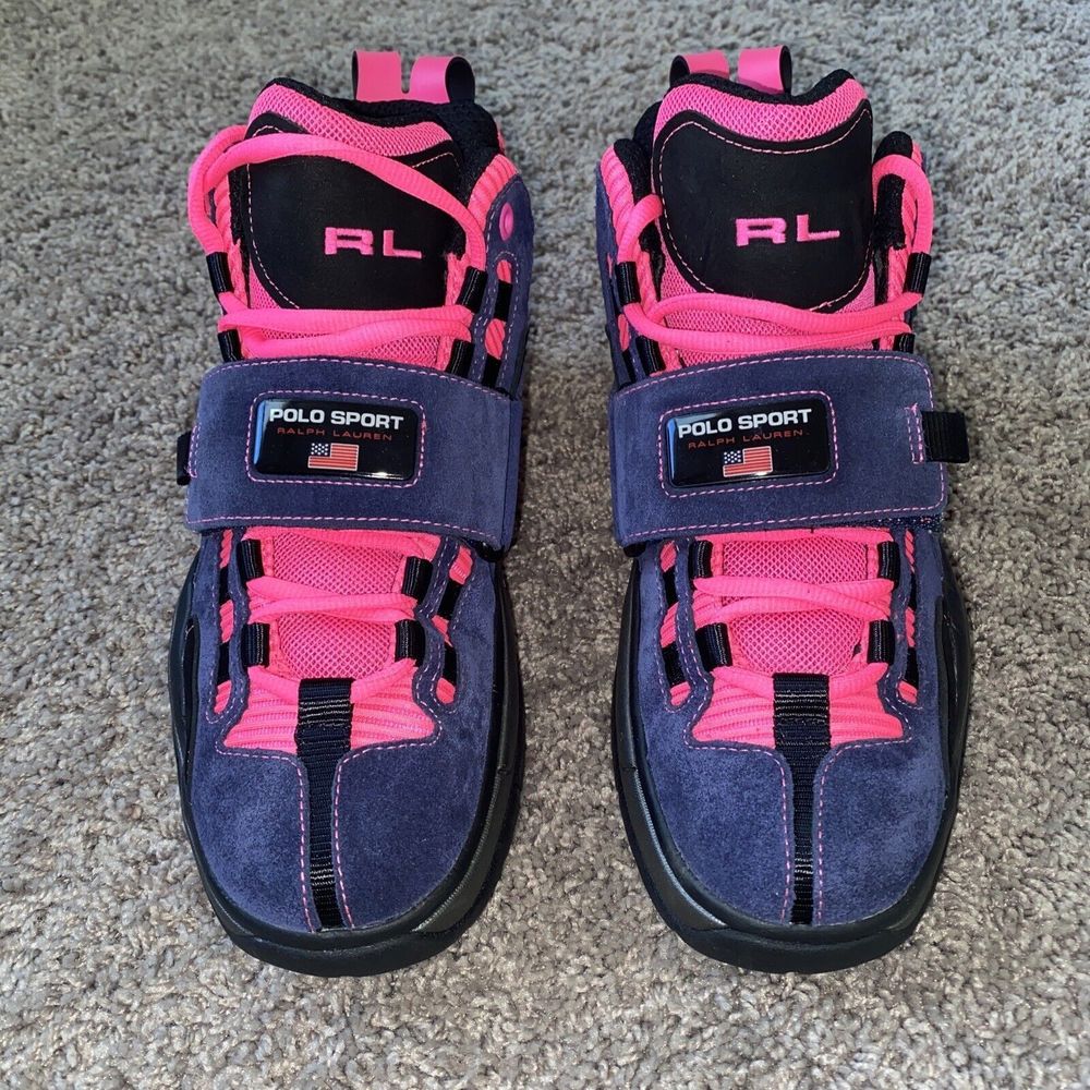 Polo Sport Ralph Lauren PS 100 SK HTL Strap Suede Mid Sneaker New Size 9.5 Neon